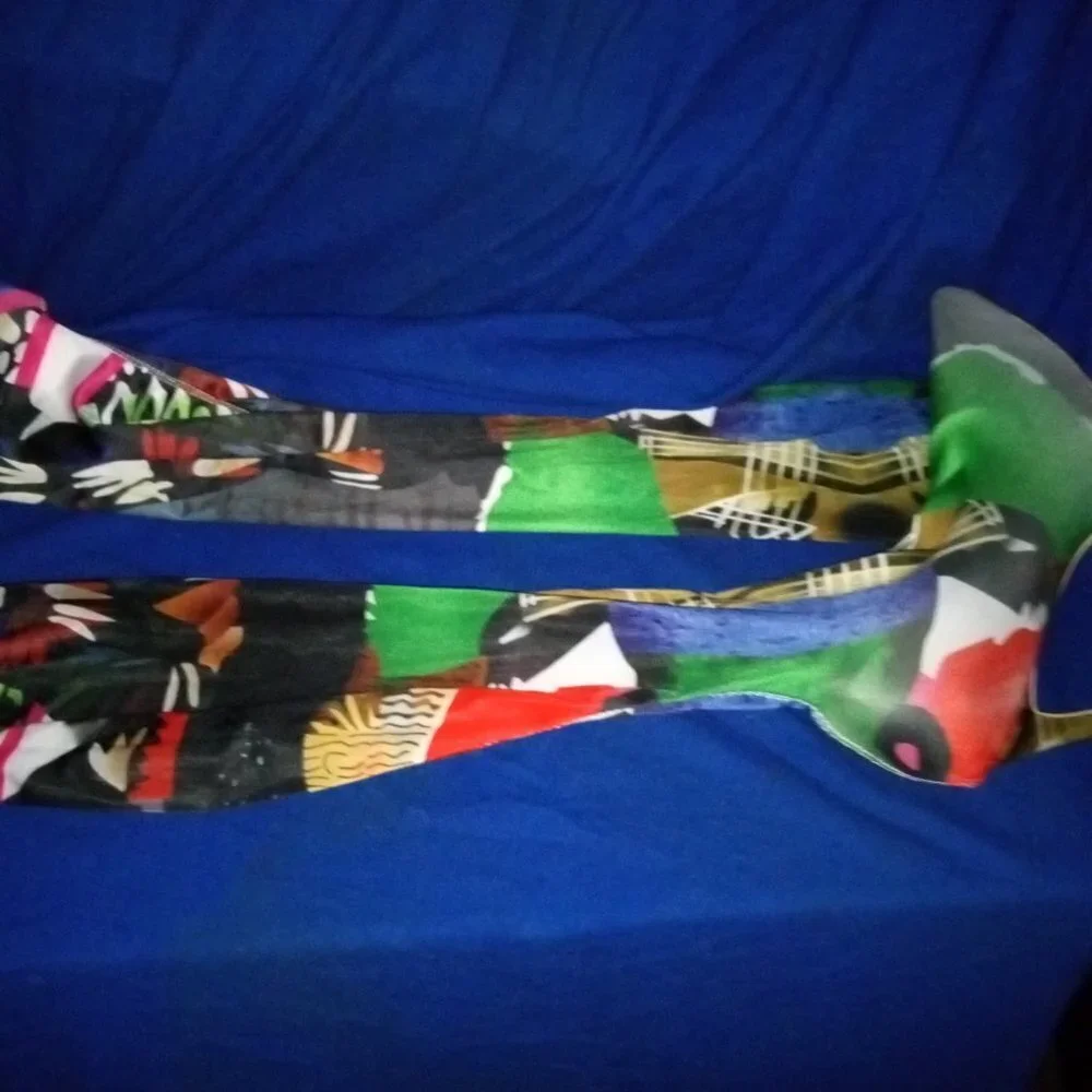 Sexy Printed Stretchy Thigh High Boots Pointy Toe Stiletto Heel ( BRAND NEW ! )